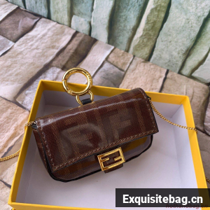 FENDI NANO BAGUETTE CHARM Nappa Original Leather Bag 7AR844 Brown