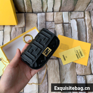 FENDI NANO BAGUETTE CHARM nappa leather 7AR844 Black