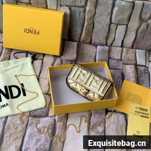 FENDI NANO BAGUETTE CHARM nappa leather 7AR844 Gold