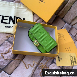 FENDI NANO BAGUETTE CHARM nappa leather 7AR844 Green