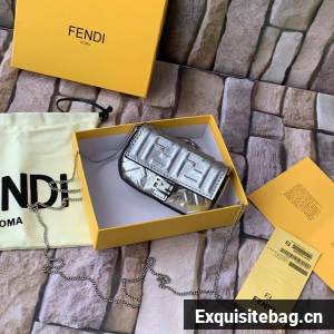 FENDI NANO BAGUETTE CHARM nappa leather 7AR844 Silver