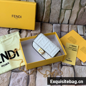 FENDI NANO BAGUETTE CHARM nappa leather 7AR844 White