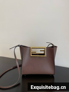 FENDI WAY small leather bag 5FB6846 Dark brown