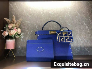 Fendi Peekaboo ISeeU MEDIUM leather bag F8637 blue