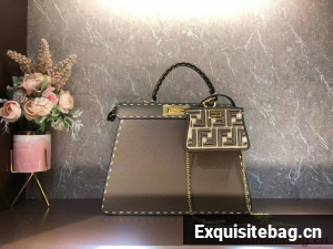 Fendi Peekaboo ISeeU MEDIUM leather bag F8637 gray