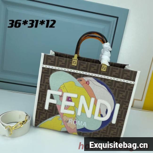 Fendi Tote Fabric Graffiti Print Shopping Bag 0001
