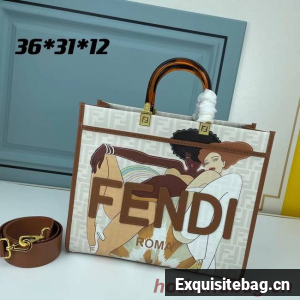 Fendi Tote Fabric Graffiti Print Shopping Bag 0002