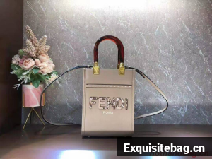 FENDI SUNSHINE SHOPPER leather mini-bag F1620 grey FENDI SUNSHINE SHOPPER leather mini-bag F1620 grey