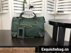 Balenciaga Giant City Gold Studs Handbag B084334 Green Balenciaga Giant City Gold Studs Handbag B084334 Green