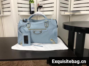 Balenciaga Giant City Gold Studs Handbag B084334 Light Blue Balenciaga Giant City Gold Studs Handbag B084334 Light Blue
