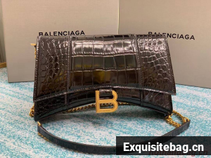 Balenciaga HOURGLASS CHAIN BAG B164497 black&aged-gold hardware Balenciaga HOURGLASS CHAIN BAG B164497 black&aged-gold hardware