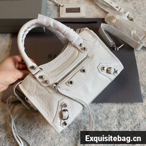 Balenciaga Classic Crocodile Leather Bag B300296 white Balenciaga Classic Crocodile Leather Bag B300296 white