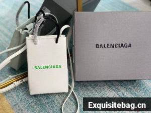 Balenciaga Original Leather Mini Shopper Bag B152865 white&green Balenciaga Original Leather Mini Shopper Bag B152865 white&green