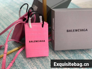 Balenciaga Original shiny crocodile embossed leather Mini Shopper Bag B152865 pink Balenciaga Original shiny crocodile embossed leather Mini Shopper Bag B152865 pink