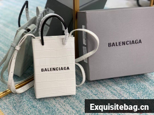Balenciaga Original shiny crocodile embossed leather Mini Shopper Bag B152865 white Balenciaga Original shiny crocodile embossed leather Mini Shopper Bag B152865 white