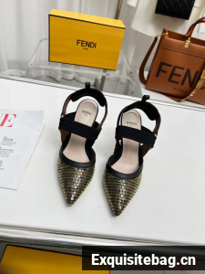 Fendi Colibri mesh high-heeled slingbacks 93616-5