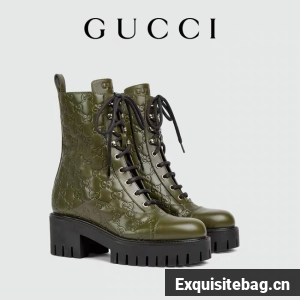 Gucci Womens lace-up ankle boot with GG 840739-2