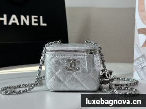 Chanel Trendy CC Vanity leather handbag Silvery, Leather