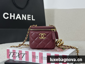 Chanel Trendy CC Vanity leather handbag Burgundy , Leather