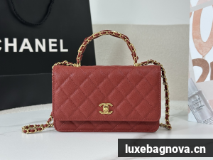 Chanel Caviar Quilted Wallet On Chain WOC Burgundy 